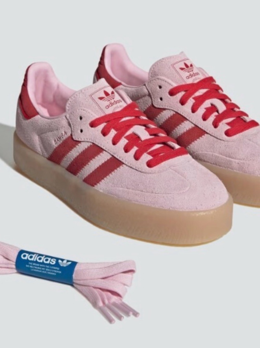 adidas Samba Sneakers in Pink & Red with Gum Sole